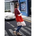 thumbnail image 3 of Womens Boho Open Front Cardigan Colorblock Long Sleeve Loose Knit Lightweight Sweaters,Burgundy,X-Large, 3 of 4