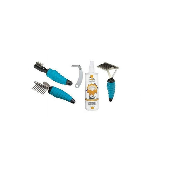 Professional Grooming Kit 5 Piece Dematting Tool Set With Detangling Spray