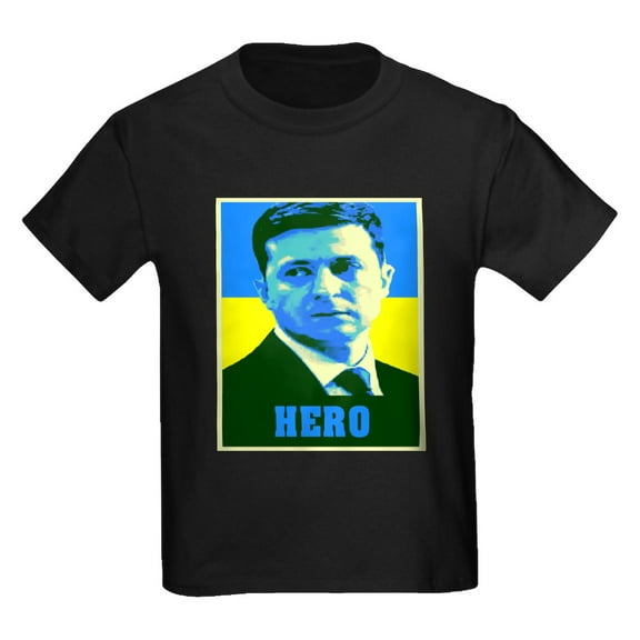 CafePress - Ukrainian President Zelenskyy Ukraine Flag T Shirt - Dark T-Shirt Kids XS-XL