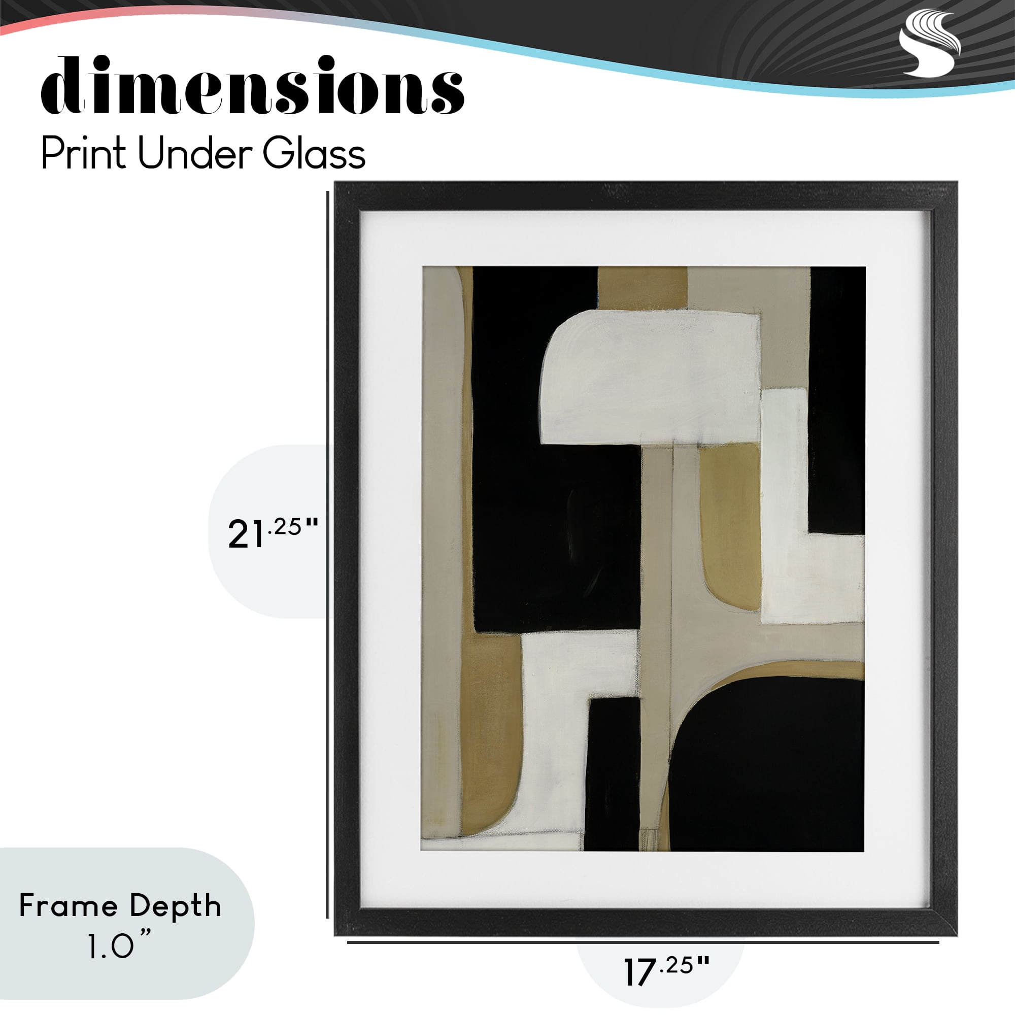 Stupell Industries Minimalist Geometrics in Neutrals Black Framed Print Under Glass, design by Kippi Leonard