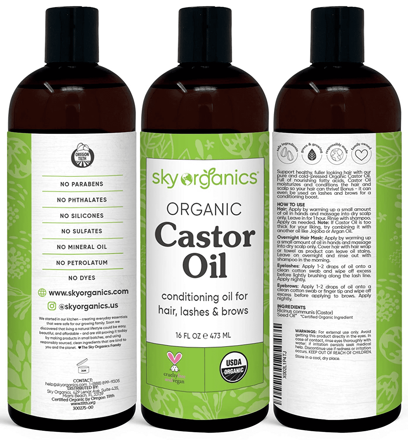 Organic Castor Oil By Sky Organics, Cold-Pressed, 100% Pure – Stylbl