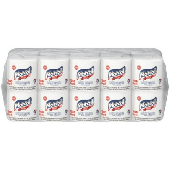 Marcal 1-Ply Toilet Paper, 1000 Sheets, 20 Rolls per Pack