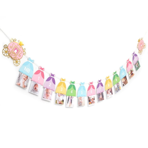 Banner con foto de princesa de 12 meses para fiesta de cumpleaños de princesas