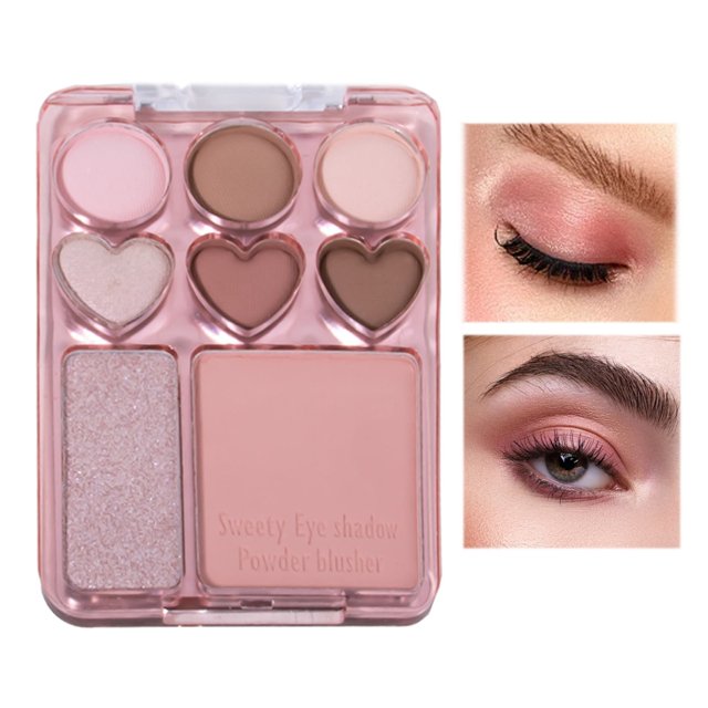 8 Color Heart Eyeshadow And Highlighter Natural Three And Long Lasting Fine Glitter Eyeshadow, Mothers Day Makeup Eye Shadow