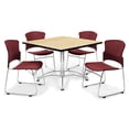 thumbnail image 3 of OFM Multi-Use Break Room Package, 42" Square Table with Plastic Stack Chairs, Oak Finish with Chrome-Plated Steel Base and Navy Seats (PKG-BRK-11), 3 of 5