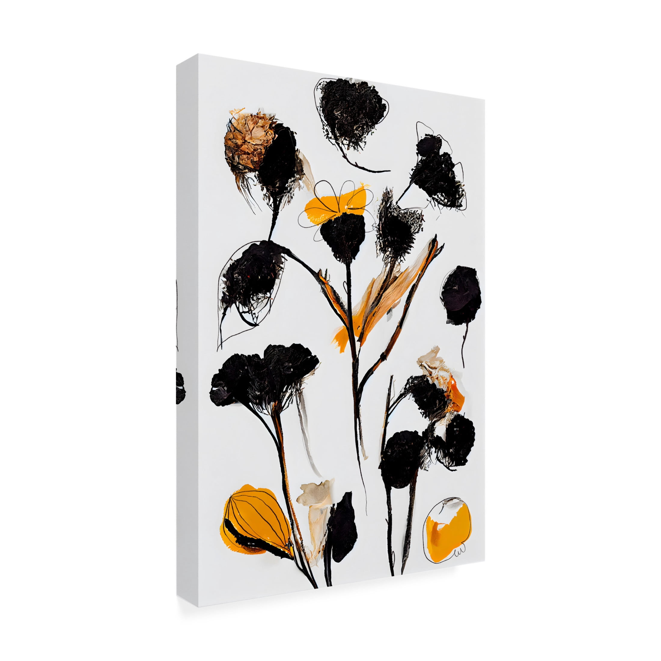 Canvas Wall Art - Treechild 'Black Dry Flowers' Wall Art for Living Room, Bedroom, or Office D?cor by Trademark Fine Art - 22 x 32 Inches