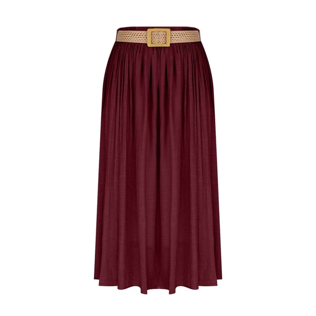 Jupes à Taille Élastique pour Femmes Jupe Décontractée Évasée Longueur Cheville en Polyester Longueur Régulière 1 Pce