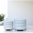 thumbnail image 1 of Nola Home Boucle Upholstered Teddy Tufted Storage Ottoman 2 piece set, White, 1 of 3