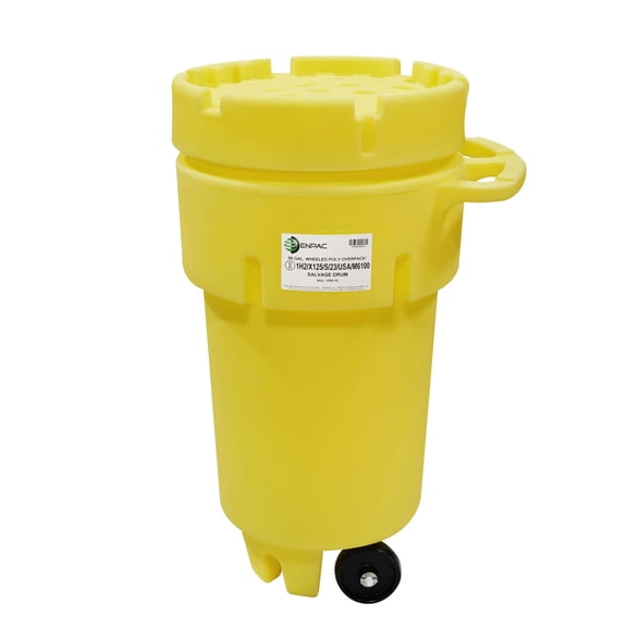 Enpac Poly-Overpack Salvage Drum, Yellow (50 Gallon Wheeled)