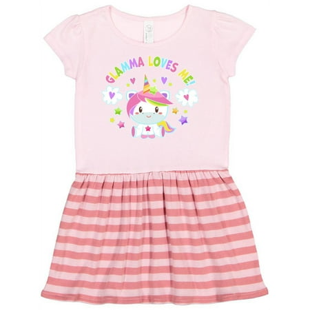 

Inktastic Glamma Loves Me with Cute Rainbow Unicorn Gift Toddler Girl Dress