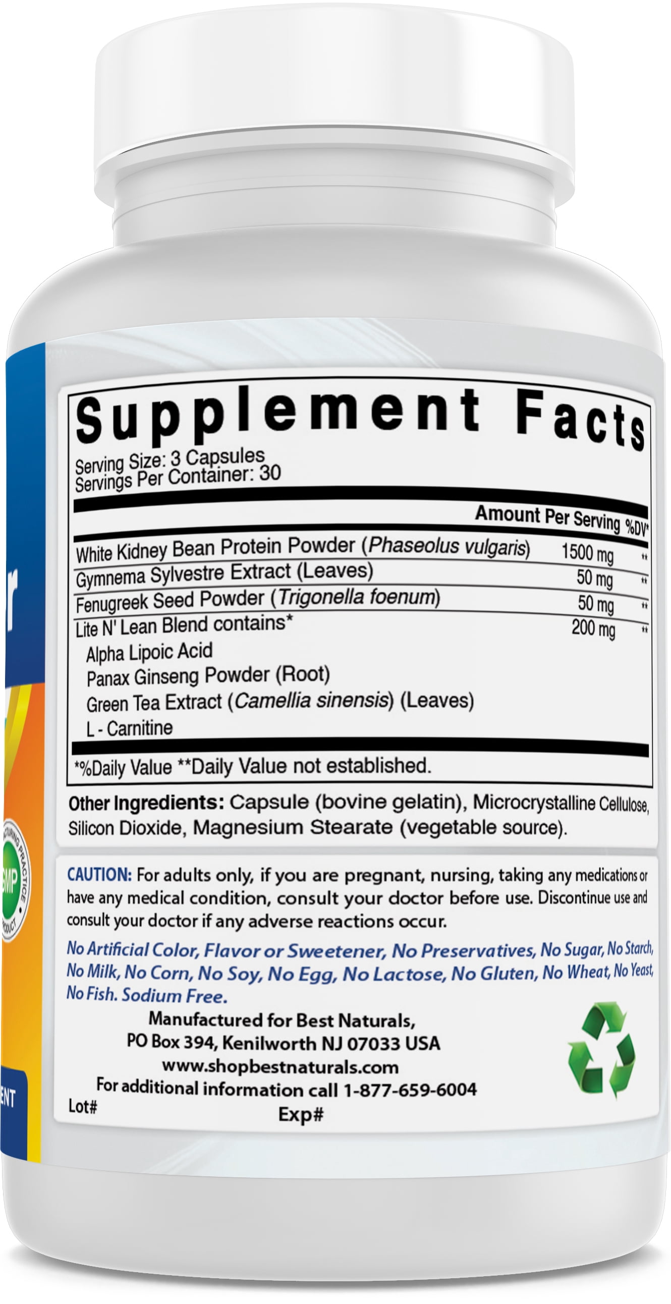 3 Pack Best Naturals Carb Blocker 500 mg 90 Capsules | Weight Loss Supplement