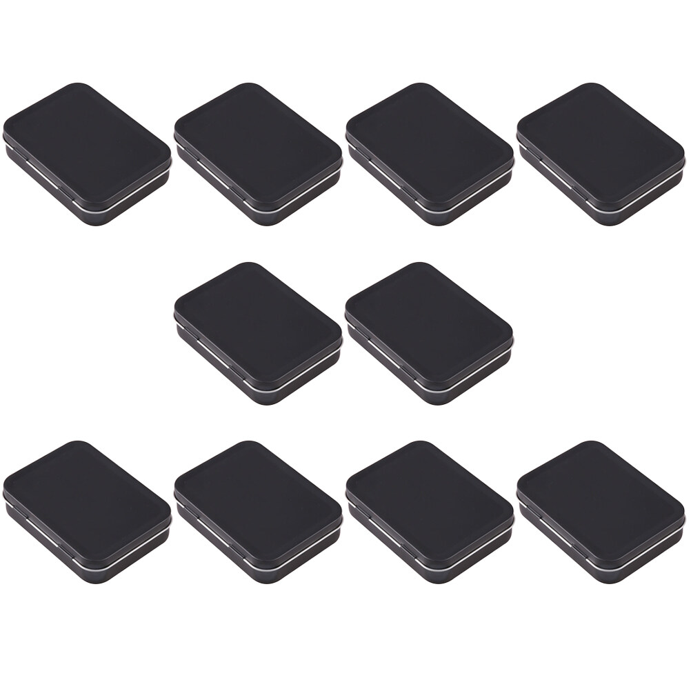 10PCS Mini Empty Storage Box Black Tinplate Box Containers Portable Box