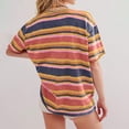 thumbnail image 2 of Luxalzxs Trendy Striped Tops for Women 2024 Oversized Casual Round Neck Short Sleeve Drop Shoulder Tee Shirt Summer Going Out Tops, 2 of 5