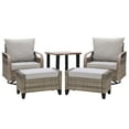 thumbnail image 3 of COOS BAY 5-Piece Brown Wicker Bistro Patio Set Rattan Chair Conversation Sets 360° Swivel Glider Chairs and Ottomans with Gray Cushions and Side Table, 3 of 10