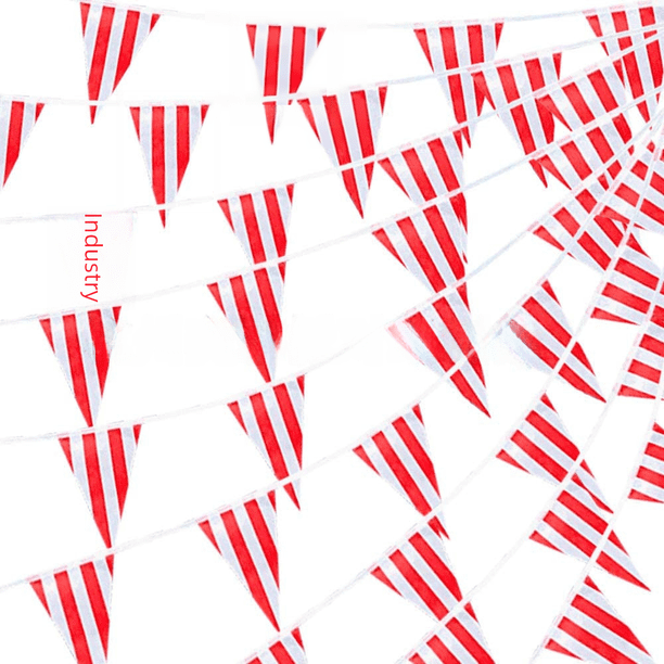 Decoración con temática de circo, suministros para fiestas de payasos, banderines de plástico rojos y blancos, guirnalda
