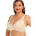 thumbnail image 6 of Elainilye Fashion Wireless Bra for Women Traceless Comfortable Lace Breathable Gathering Bra Plus Size Underwear,Beige, 6 of 6