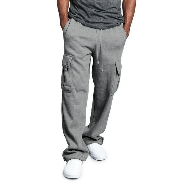Men Solid Color Sweatpants, Adults Casual Style Cargo Pants with
