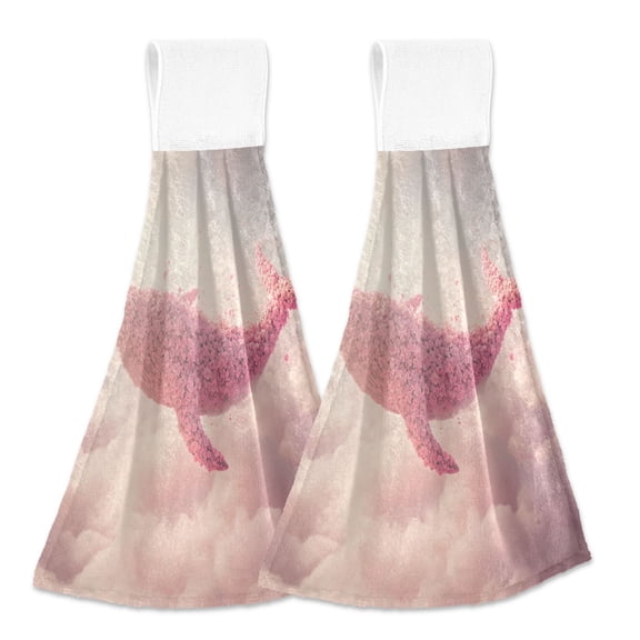 BZSMCE Hanging Hand Towels Fashion Blossom Of The Skies Pattern 2-Pack - Velcro Style Bathroom Kitchen Towels