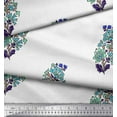 thumbnail image 2 of Soimoi Crepe Silk Fabric Leaves & Floral Block Print Sewing Fabric Yard 42 Inch Wide, 2 of 3