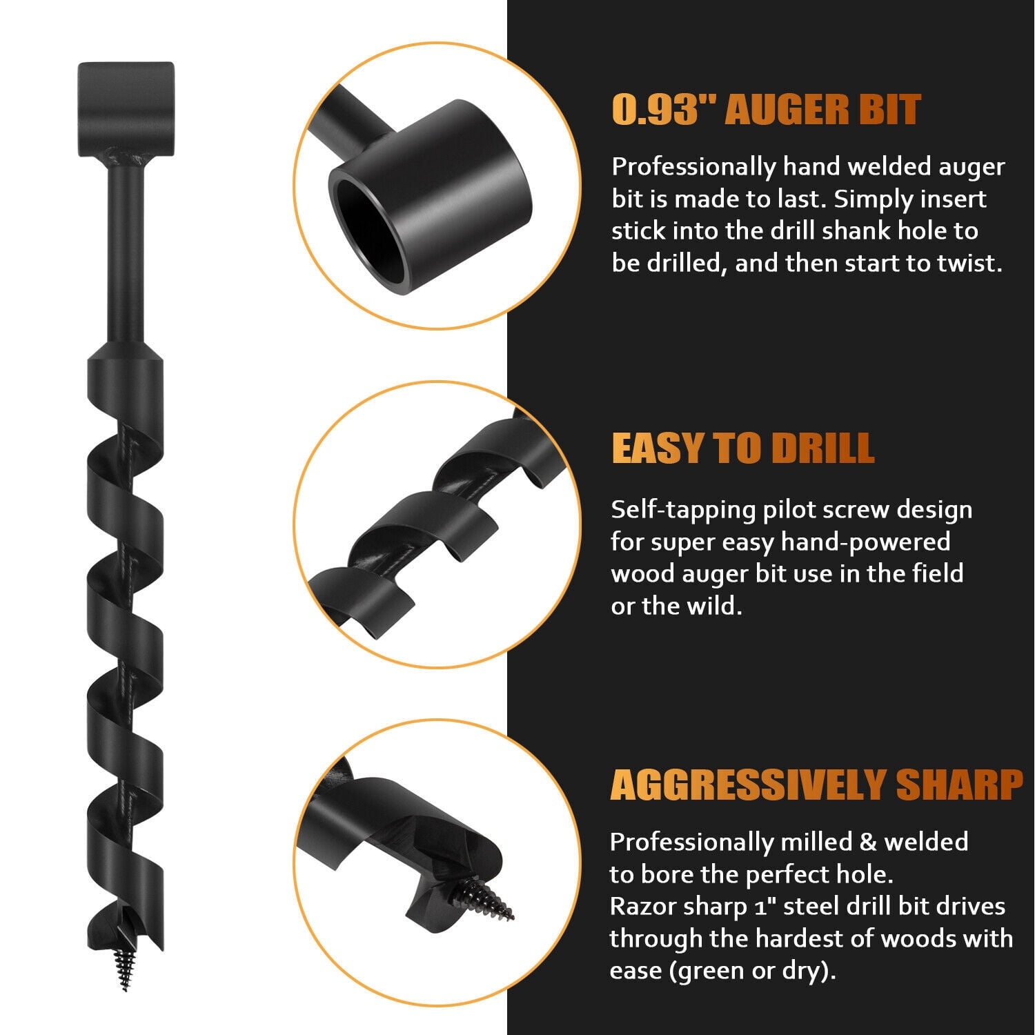 Scotch Eye Wood Auger Drill Bit For Camping Survival And Bushcraft Backpack Tool