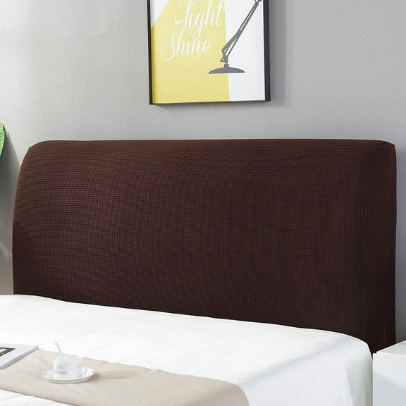 Nvzi -b 1 piece fully wrapped elastic plush fabric washable headboard dust cover for bedroom decoration Soft headboard protective cover 1.8m long (dark brown)