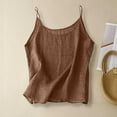 thumbnail image 2 of Holzkary Cotton Linen Shirt for Women Loose Fit 2025 Trendy Cotton Linen Camisole Tops for Women Spaghetti Strap Loose Fit Tank Top Summer 2025 Casual Sleeveless Shirts Coffee 5Xl, 2 of 7