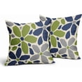 thumbnail image 2 of Blue Green Grey Gray Pillow Covers 16x16 Set of 2 Geometric Art Flower Print Decorative Outdoor Pillowcases Modern Abstract Floral Farmhouse Throw Cushion Case Decor for Couch Sofa Bed, 2 of 6