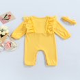 thumbnail image 4 of PENGXIANG Newborn Infant Baby Girls Jumpsuit Lace Long Sleeve Ruffle Romper Headband Autumn Spring Set Red 0-3 Months, 4 of 8