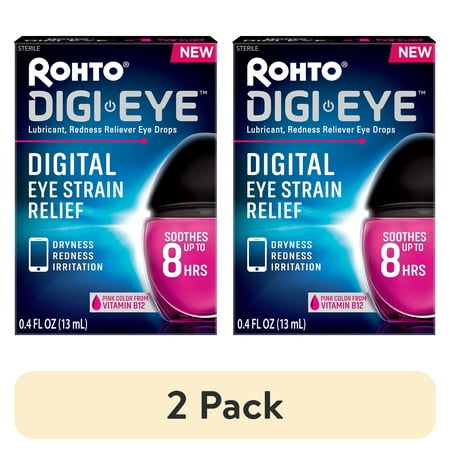 (2 pack) Rohto Digi-Eye Digital Eye Strain Eye Drops, Redness Reliever, and Eye Strain Relief