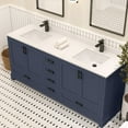 thumbnail image 4 of Ayna Decors Maya 72 in Navy Blue Double Sink Bathroom Vanity Set with White Quartz Countertop | 4 Soft Closing Doors | 6 Full Extention Soft Close Drawer | Black Hardware, 4 of 10