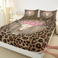 thumbnail image 3 of Castle Fairy Bull Skull 4pcs Bed Sheets,Leopard Print King Sheets,Pink Rustic Rose Super Cozy Sheet Set,Breathable Western Home Decor, 3 of 7