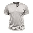 thumbnail image 4 of AHTJRT Men's Casual Short Sleeve Henley Shirt Stylish Comfortable Button Placket Soft Tees Gray 2XL, 4 of 8