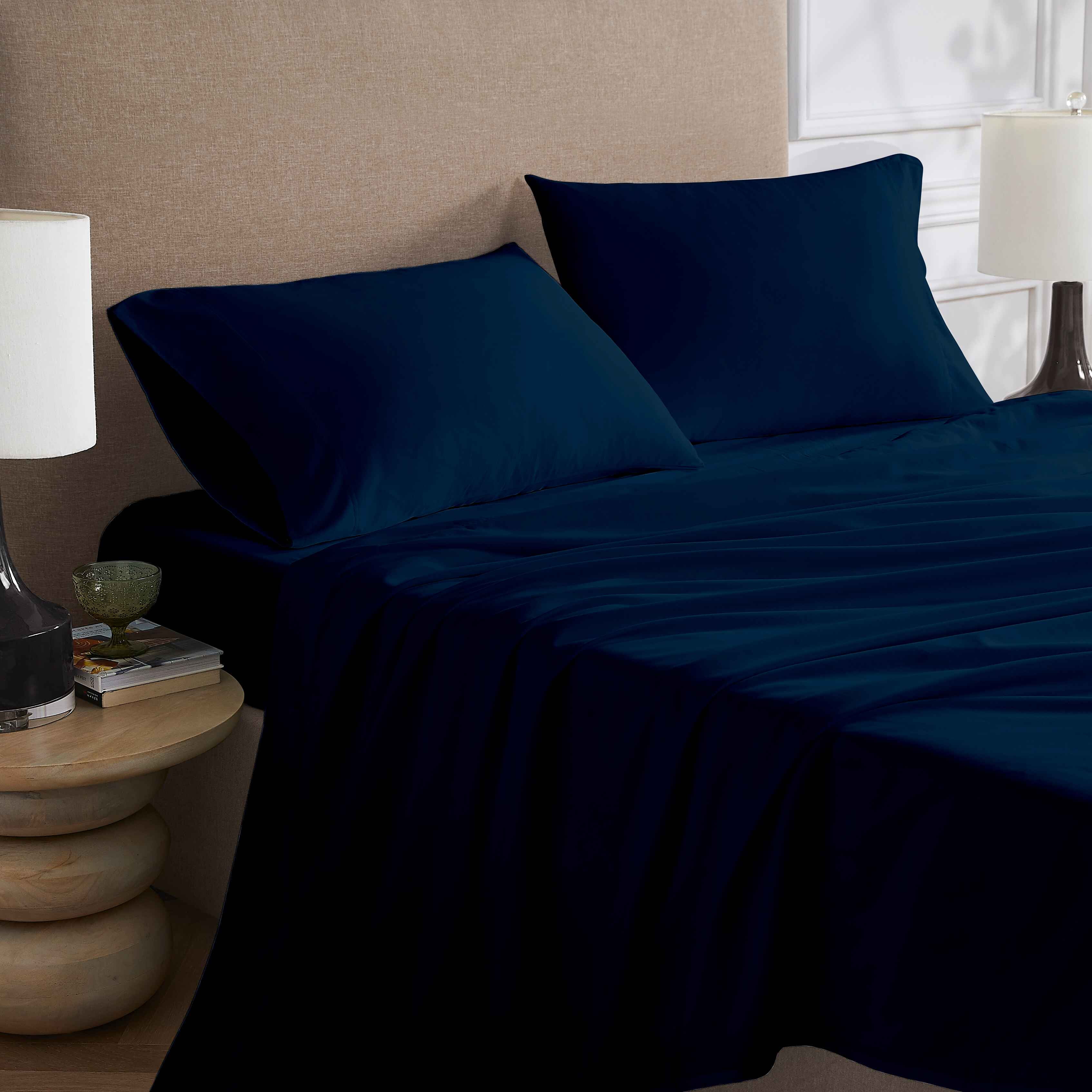 hometrends 300 TC Brushed Percale Flat Sheet, Size: Twin - King
