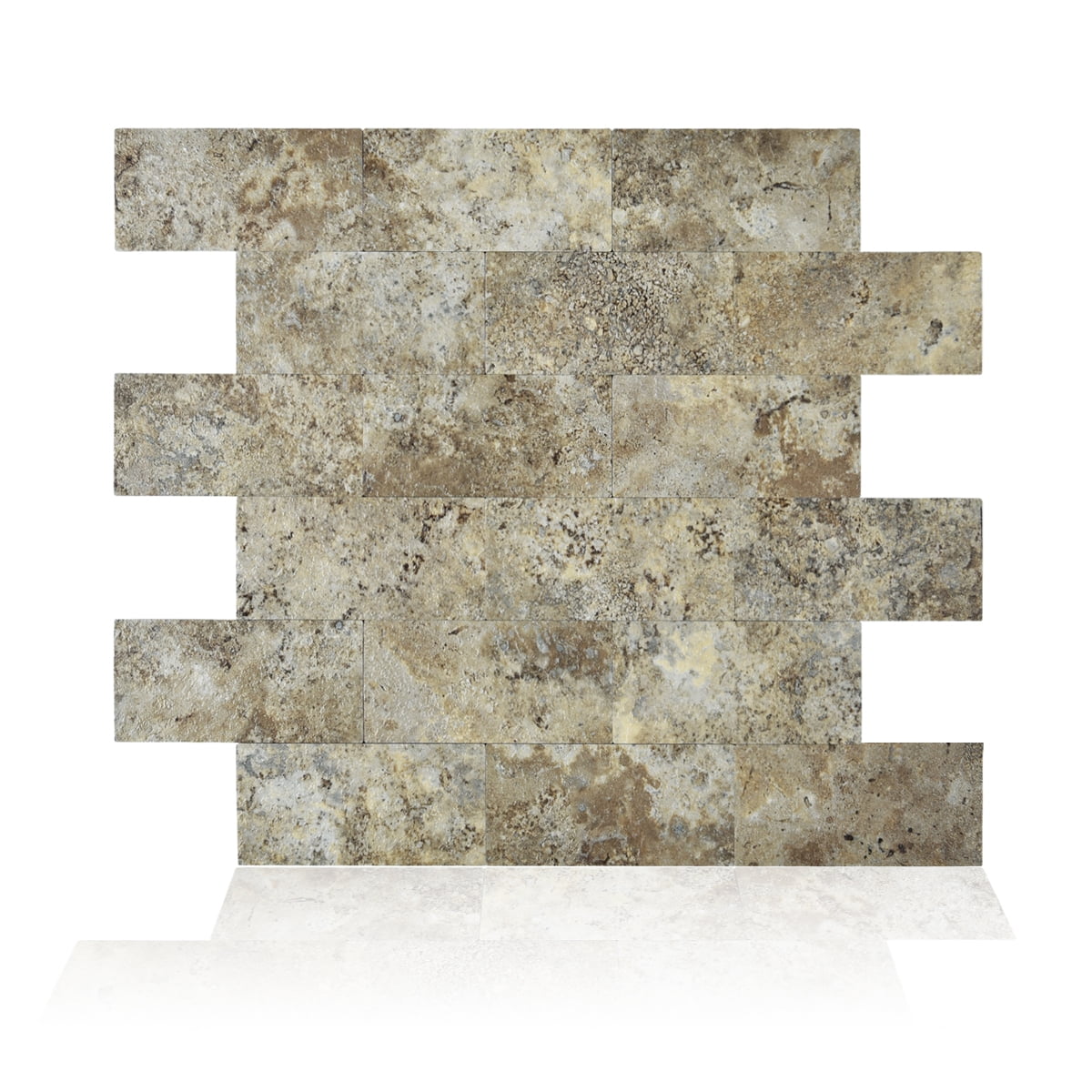 Art3d 11.5' x 11.4' Peel and Stick Backsplash Tile PVC Composite Laminate Material tile in Ecru Slate(5-Pack)