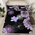 thumbnail image 2 of jejeloiu Purple Flower Blossom Twin Sheet Sets,Retro Floral Pattern Twin Fitted Sheet,Minimalist Aesthetic Artwork Flat Sheet For Girls,Breathable Home Decor,3-Piece, 2 of 7