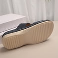 thumbnail image 4 of KIJBLAE Women's Stitched Metal Buckle Wedge Flip Flops, Fashion Comfort Open Toe Casual Beach Summer Vacation Slippers Blue 36, 4 of 9
