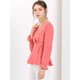 thumbnail image 4 of INSPIRE CHIC Blusa Con Peplum Cuello V Cintura De Lazo Decoración De Botones Mangas Largas Trabajo Oficina Para Mujeres Rojo Sandía S, 4 of 6