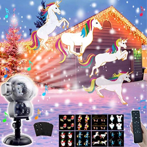 aiderly christmas halloween music 8 patterns snow projector led lights