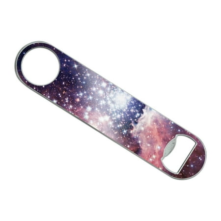 Nebula Space Galaxy Stainless Steel Vinyl Covered Flat Bartender Speed Bar Bottle
