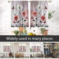thumbnail image 4 of Red Floral Flower Window Curtains for Kitchen Rustic Abstract Leaf White Daisy Vintage Small Short Home Living Room Bedroom Bathroom Drapes Treatment Tiers Fabric 1 Pair, 27.5" W x 39" L, Retro, 4 of 6