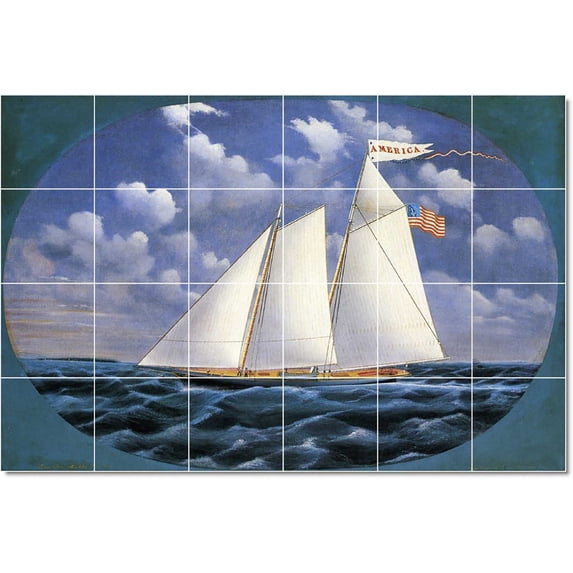 Ceramic Tile Mural-James Bard Ships Tile Mural Commercial. 72" w x 48" h using (24) 12 x 12 ceramic tiles