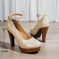 thumbnail image 2 of SACFOF Women's Platform Stiletto Heels Closed Round Toe Pumps Office Ladies Mary Jane Strap Heeled Pumps Fashion 4.3" Heel Wedding Party Dress Shoes, 2 of 6
