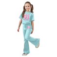 thumbnail image 3 of Gaexia Girls Size 9/10 Outfits,Girls Casual Fashion Outfit With Bow Short Sleeve Top and Long Pants for Play and Daily Wear Fashion Clothes,7-8 Years, 3 of 6