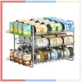thumbnail image 1 of Auledio 3 Tier Can Storage Rack Stackable Can Storage Holder Holds 42 Cans for Kitchen Pantry, Silver, 1 of 7