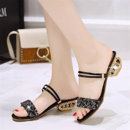 

Egmy Summer Plus Size Sandals Women S Tendon Sole Mid-Heel Sandals
