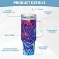 thumbnail image 5 of Salouo Swirl Print Blue Purple for 40oz Water Bottle with Handle & Flip Straw - Stainless Steel Vacuum Insulated Tumbler-Reusable Travel Coffee Mug- Gifts for Women & Men, 5 of 8