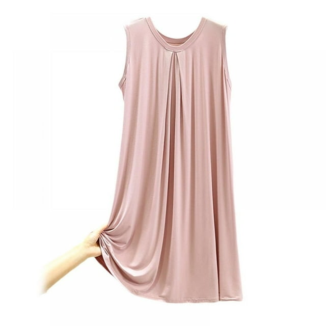 MesaSe Chemise de Nuit Sans Manches en Modal pour Femmes, Robe de Nuit d'Été, Camisoles Unies