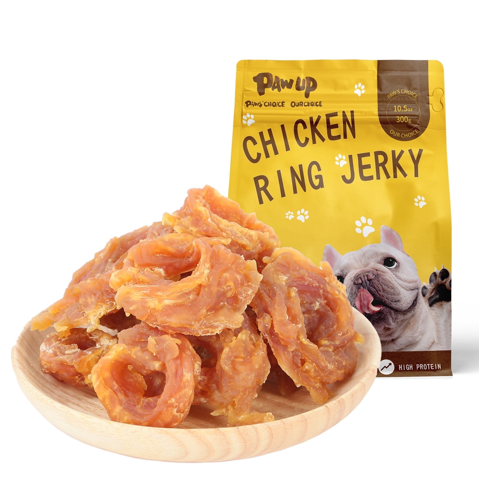 (2 pack) PAWUP Chicken Jerky Dog Treats, Chicken Jerky Rings for Small Medium Large Dogs, High Protein Natural Chews, Healthy Training Snacks, 10.6oz