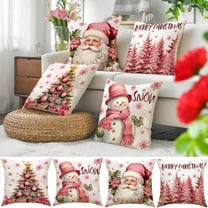 Large Throw Pillow Covers Hwkond 4PC Christmas Print PillowCase Linen Sofa Cushion Cover Home Decor Cushion Cover Family Pillowcase,(Up to 25% Off)Multicolor