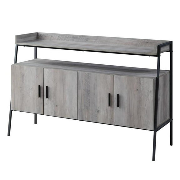 Bowery Hill Modern Wood TV stand in Gray Oak and Black Finish
